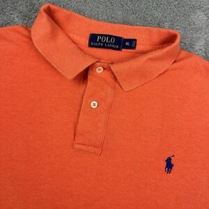Polo Ralph Lauren Men's XL Orange Blue Pony 2 Button Short Sleeve Polo NY Mets
